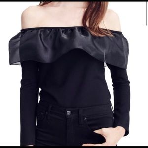 Off the shoulder J-Crew long sleeved black top